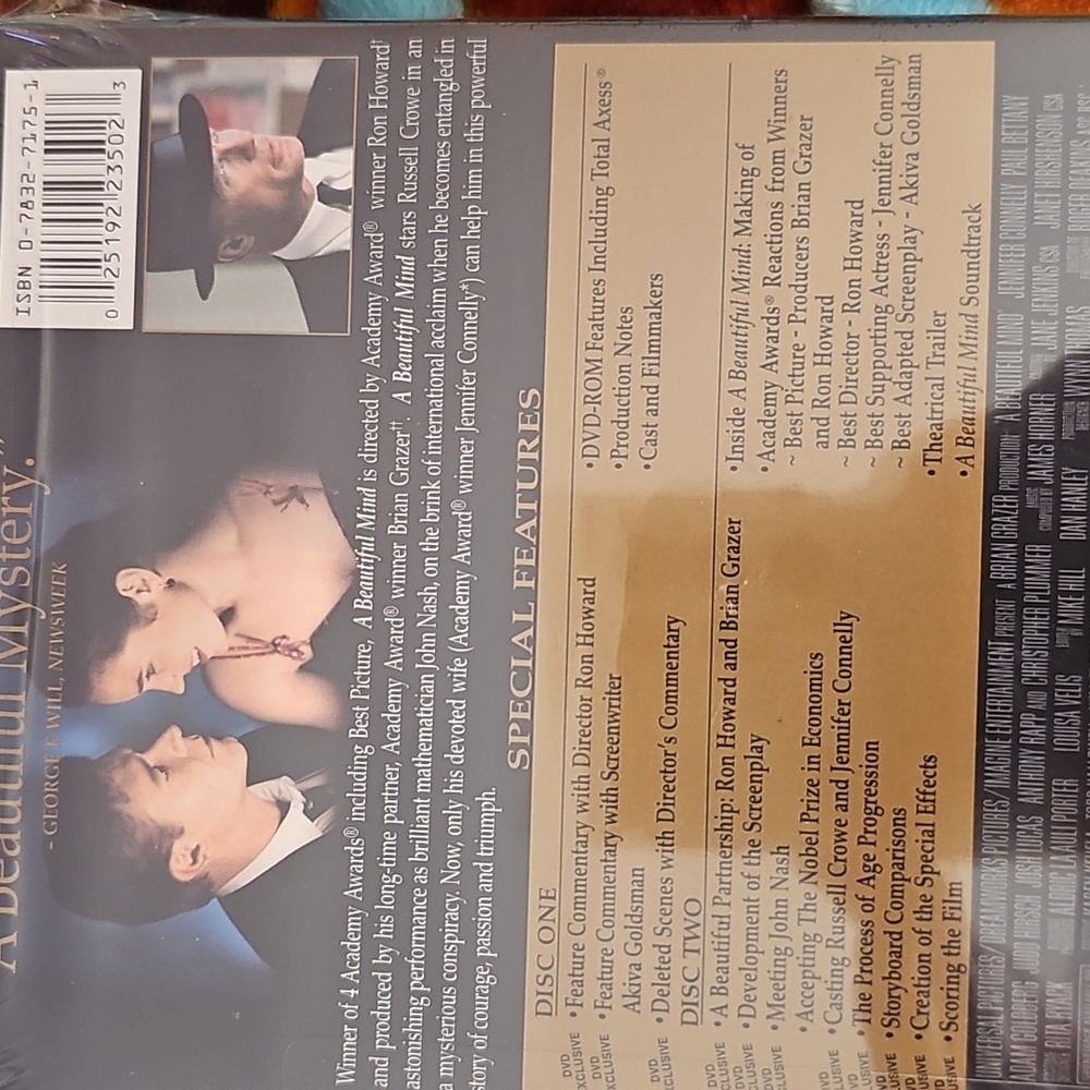 A Beautiful Mind DVD. 2 Disc Special Features. New In The Packaging. - Picture 3 of 4